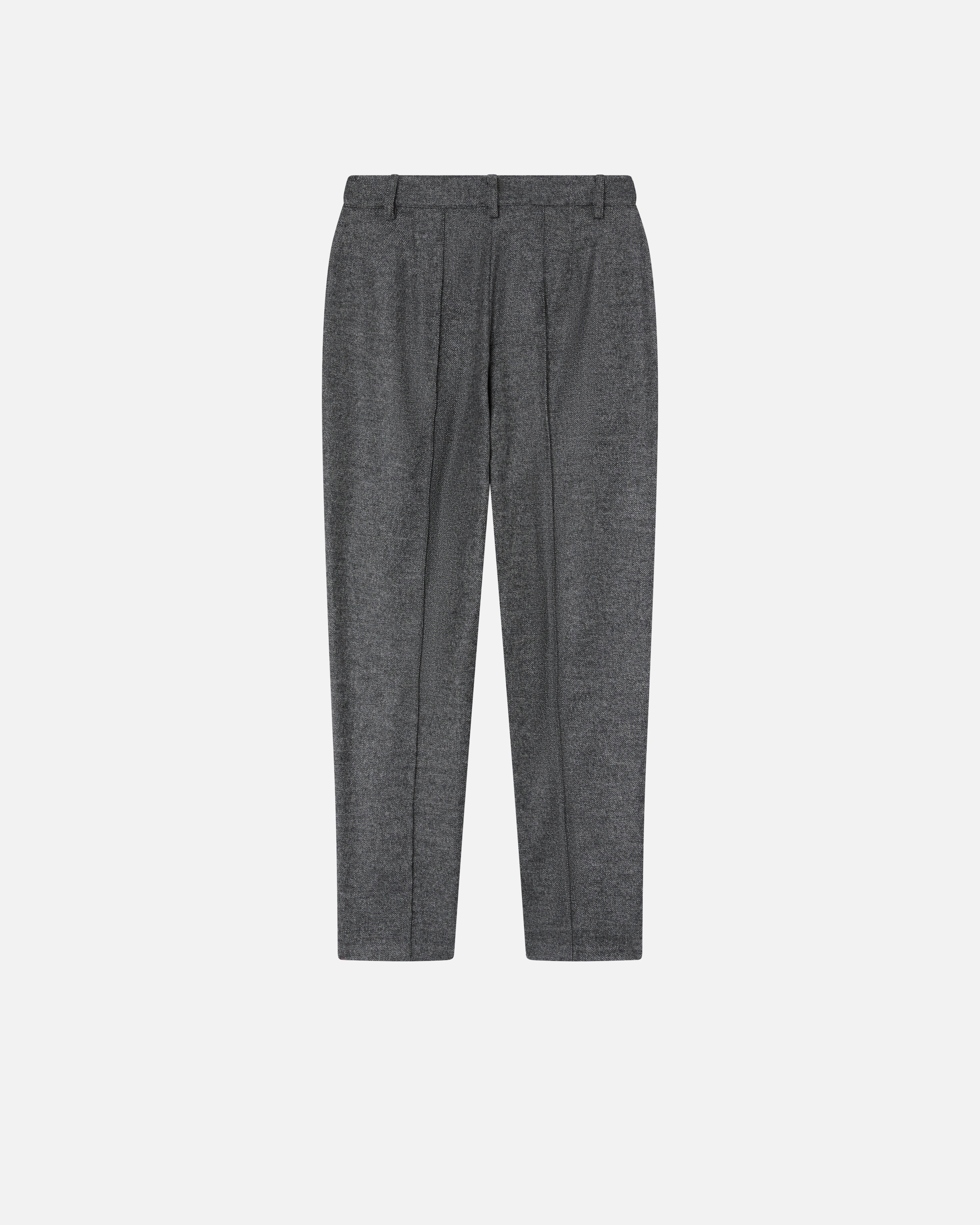 TEXTURED GREY FLANNEL CIGARETTE TROUSERS - 6