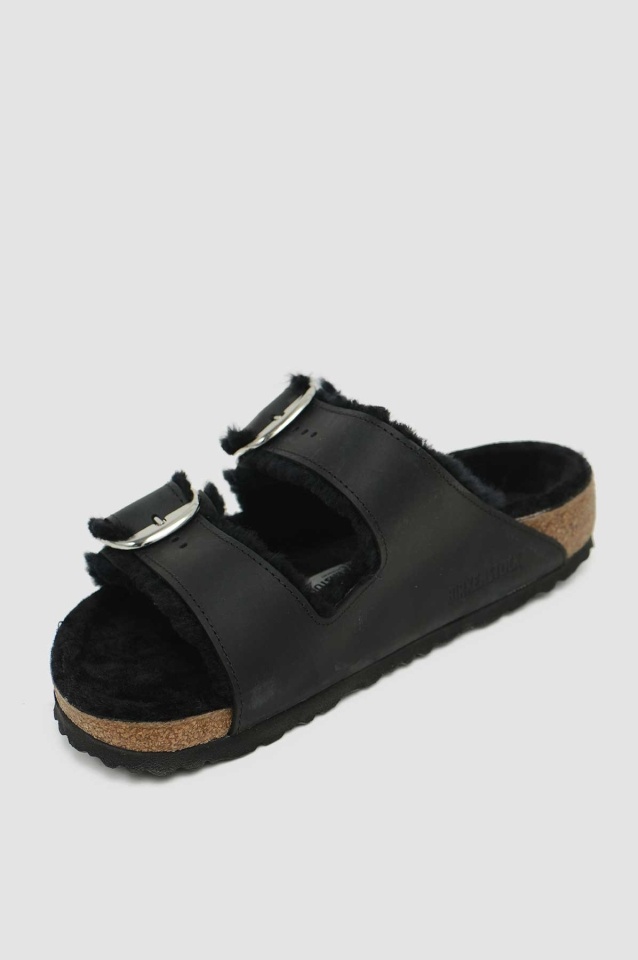 BIRKENSTOCK Arizona Big Buckle Shearling Sandals Black - 4