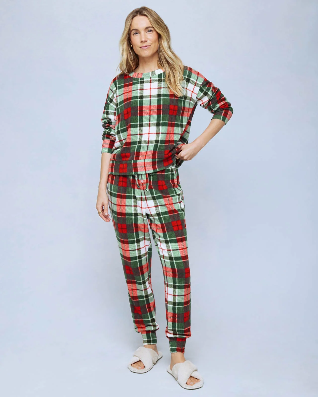 Holiday Plaid Marna Waffle Thermal PJ Set - 1