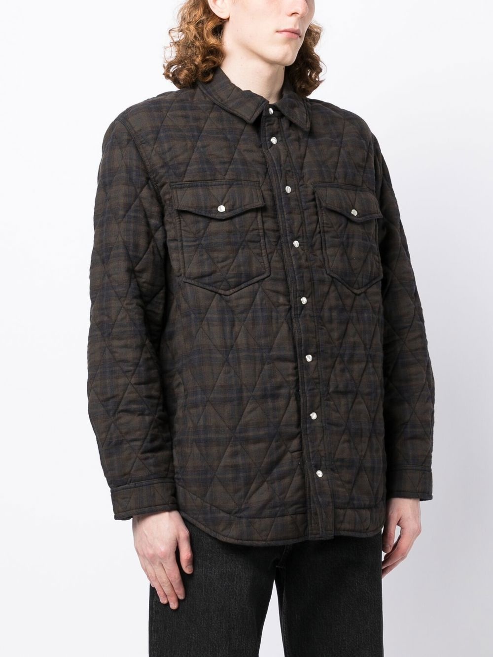 check-print two-pocket shirt jacket - 3