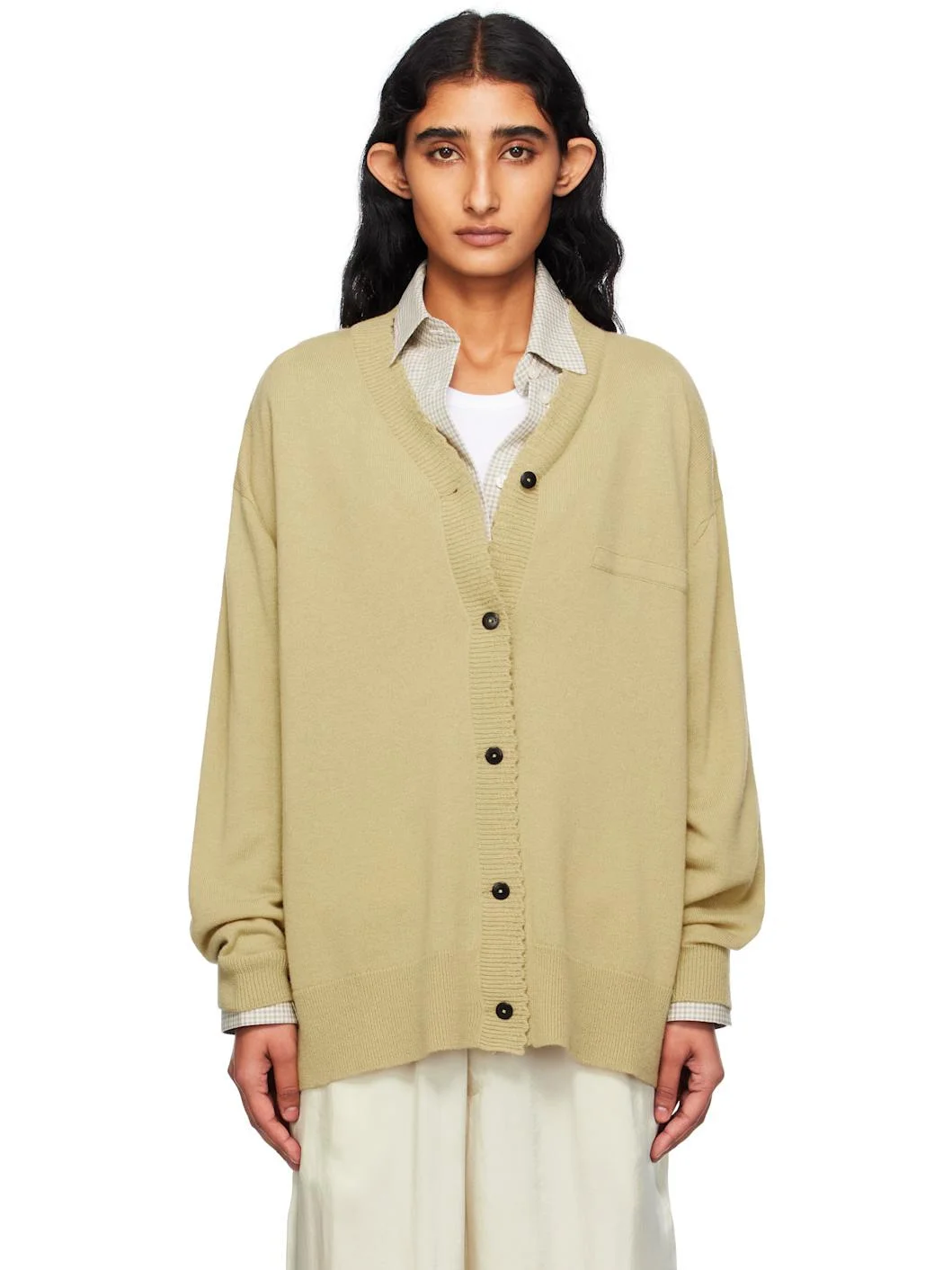 Yellow Merino Wool Classic Cardigan - 1