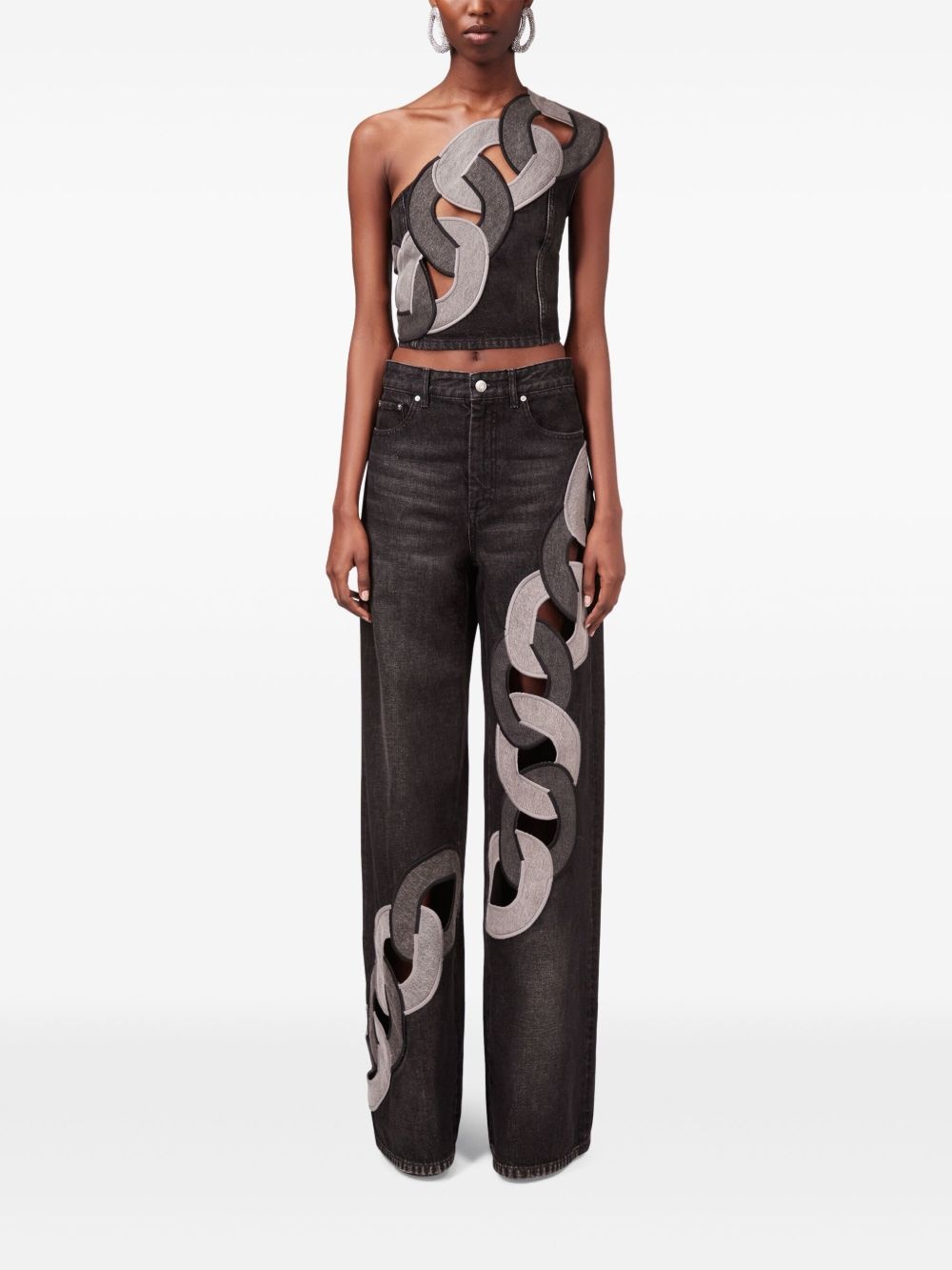 chain-detail off-shoulder top - 2