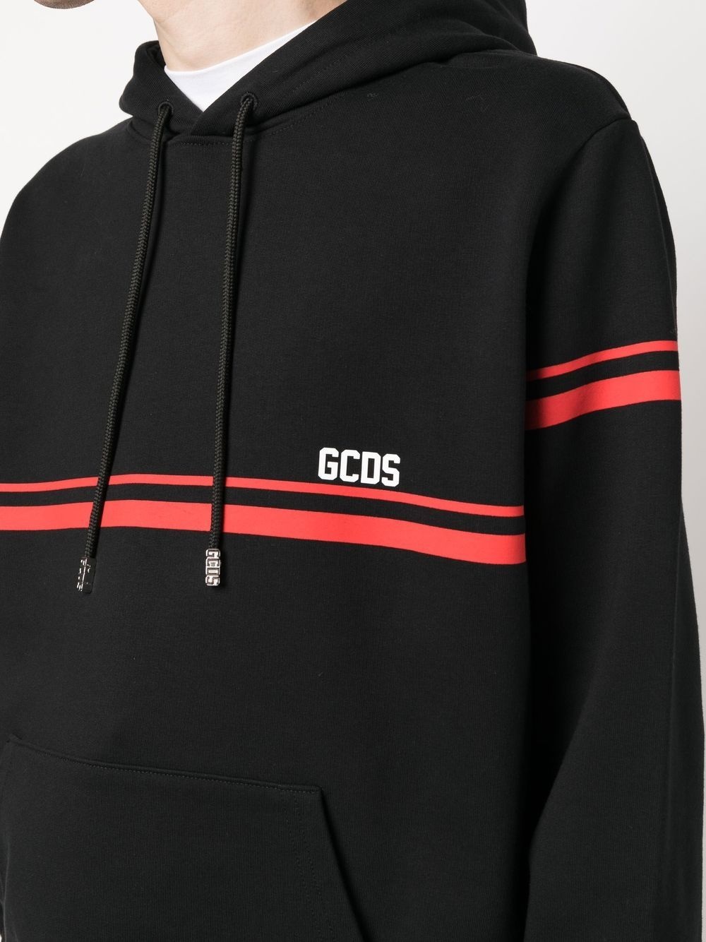 stripe-detail cotton hoodie - 5