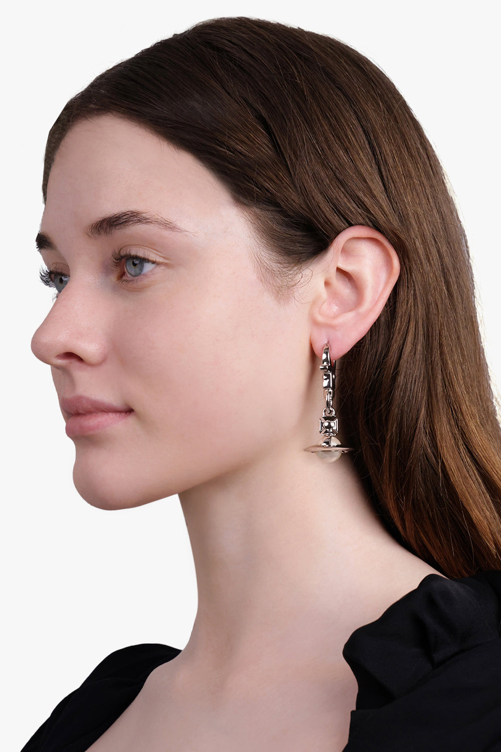 CLAUDE MISMATCH ORB/PEARL EARRINGS | SILVER/WHITE - 3