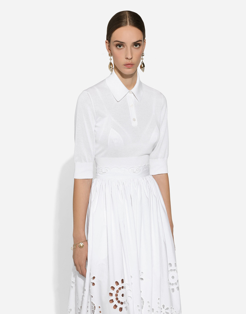 Cotton and silk cropped polo-shirt 4