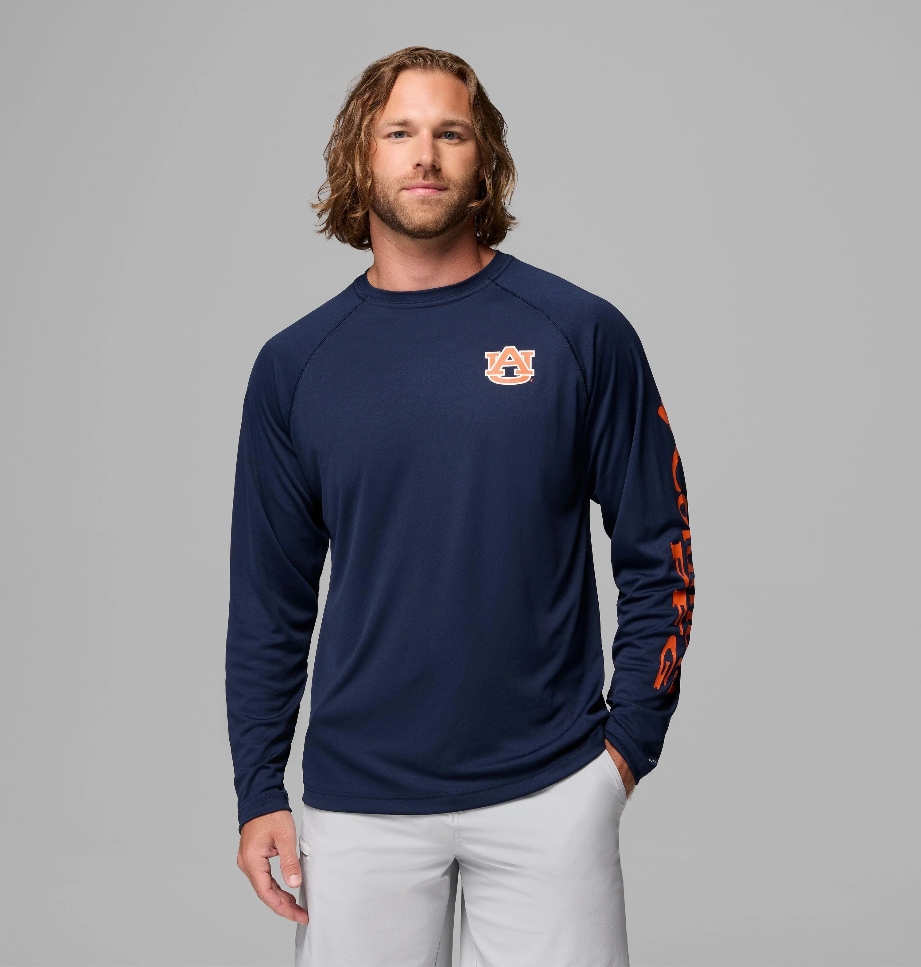 Men's Collegiate PFG Terminal Tackle Long Sleeve Shirt - Auburn - 1