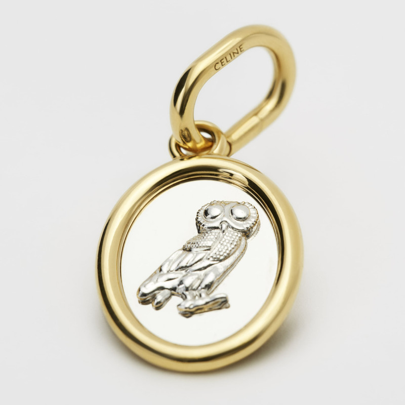 CELINE CHARMS OWL MEDAL IN BRASS WITH GOLD AND RHODIUM FINISH 1