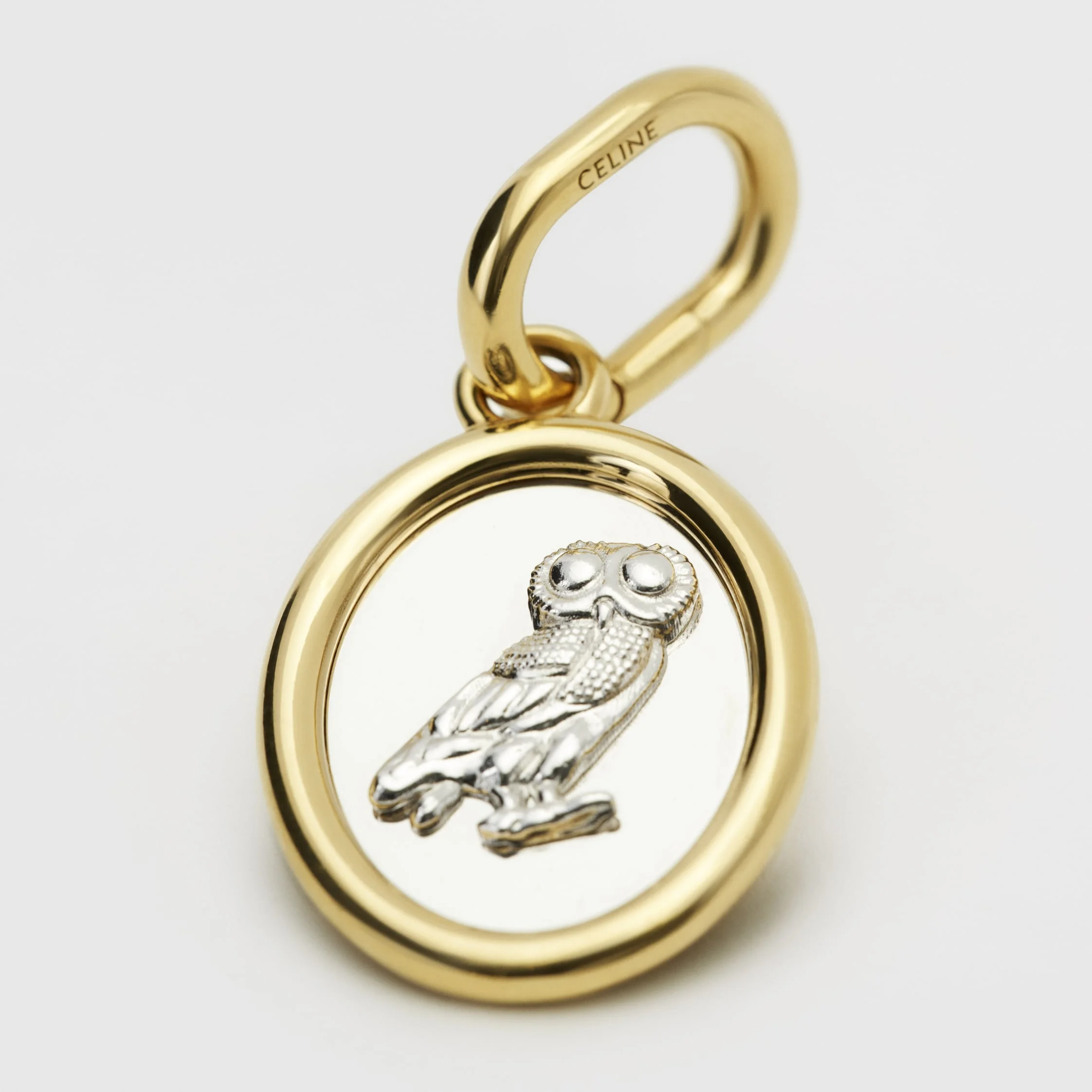 CELINE CHARMS OWL MEDAL IN BRASS WITH GOLD AND RHODIUM FINISH - 1