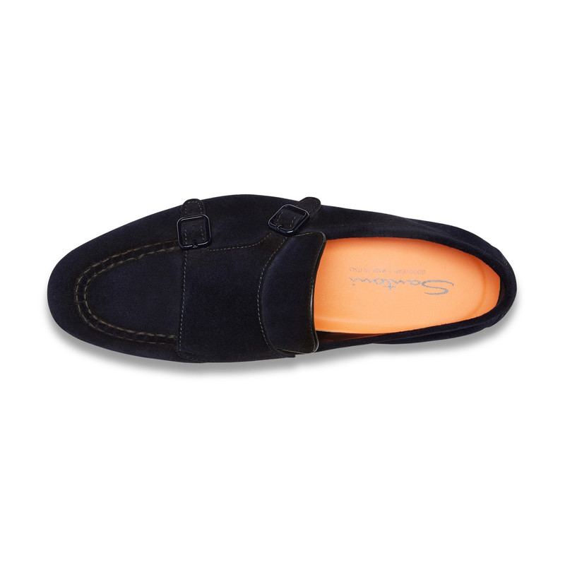 Men's blue suede double-buckle loafer 5
