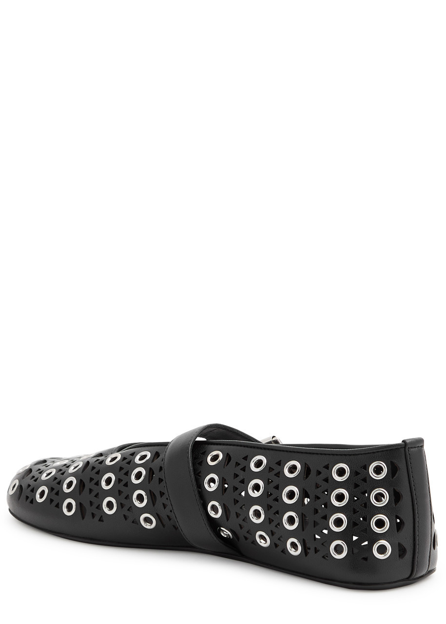 Alaïa Vienne Laser-cut Eyelet-embellished Leather Ballet Flats - 2