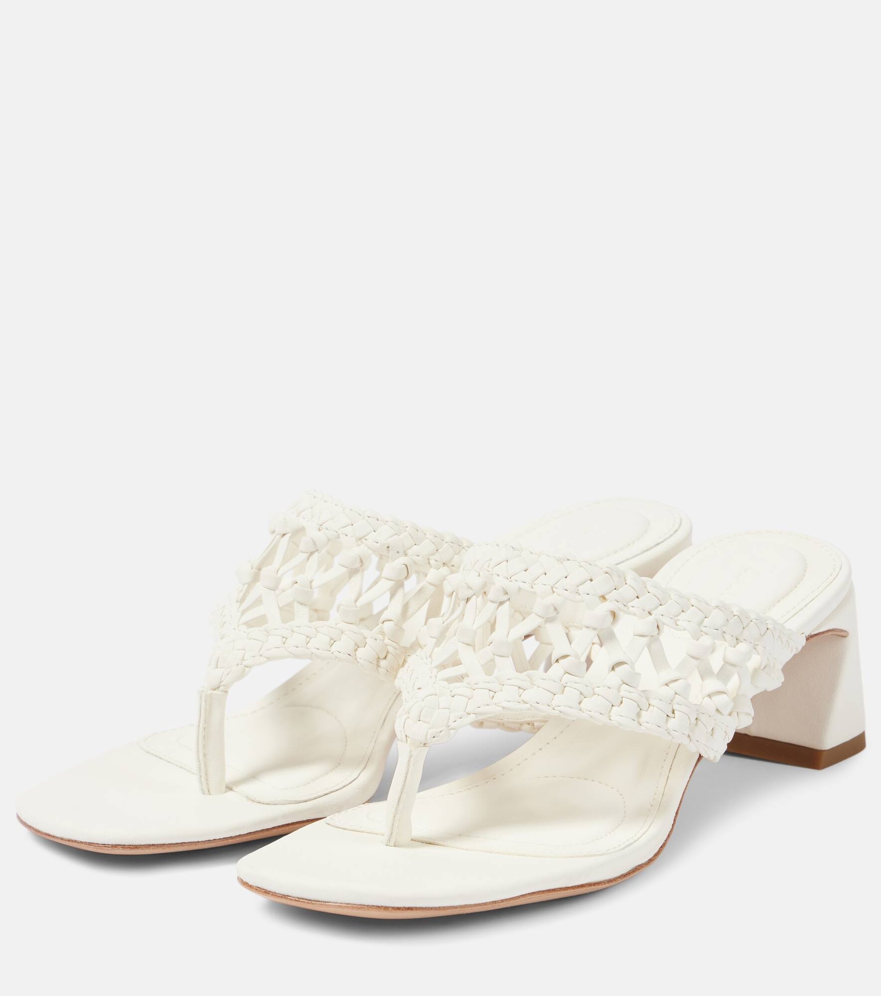 Alia woven leather platform thong sandals - 4