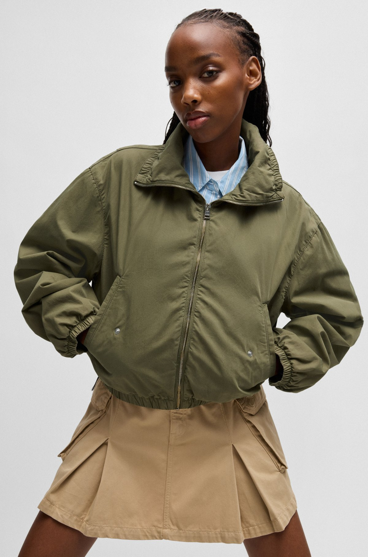 VOLUMINOUS JACKET IN COTTON POPLIN - 5