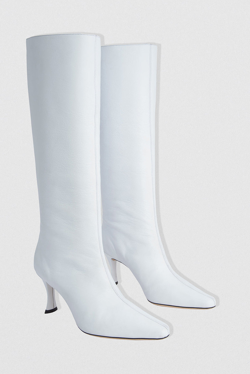 BY FAR Stevie 42 White Nappa Leather Knee-High Boot outlook