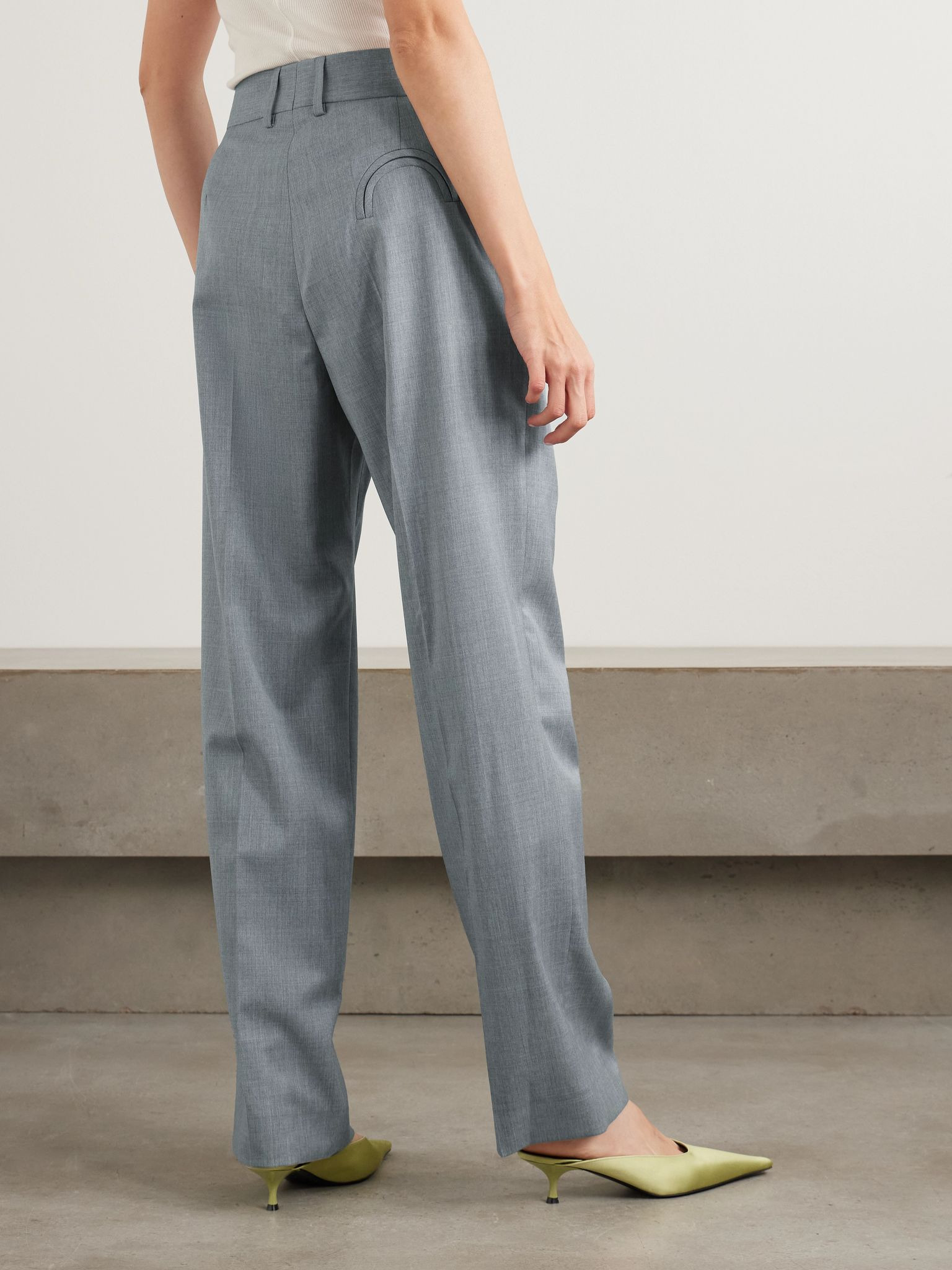 Fox pleated wool-twill straight-leg pants Light gray - 4