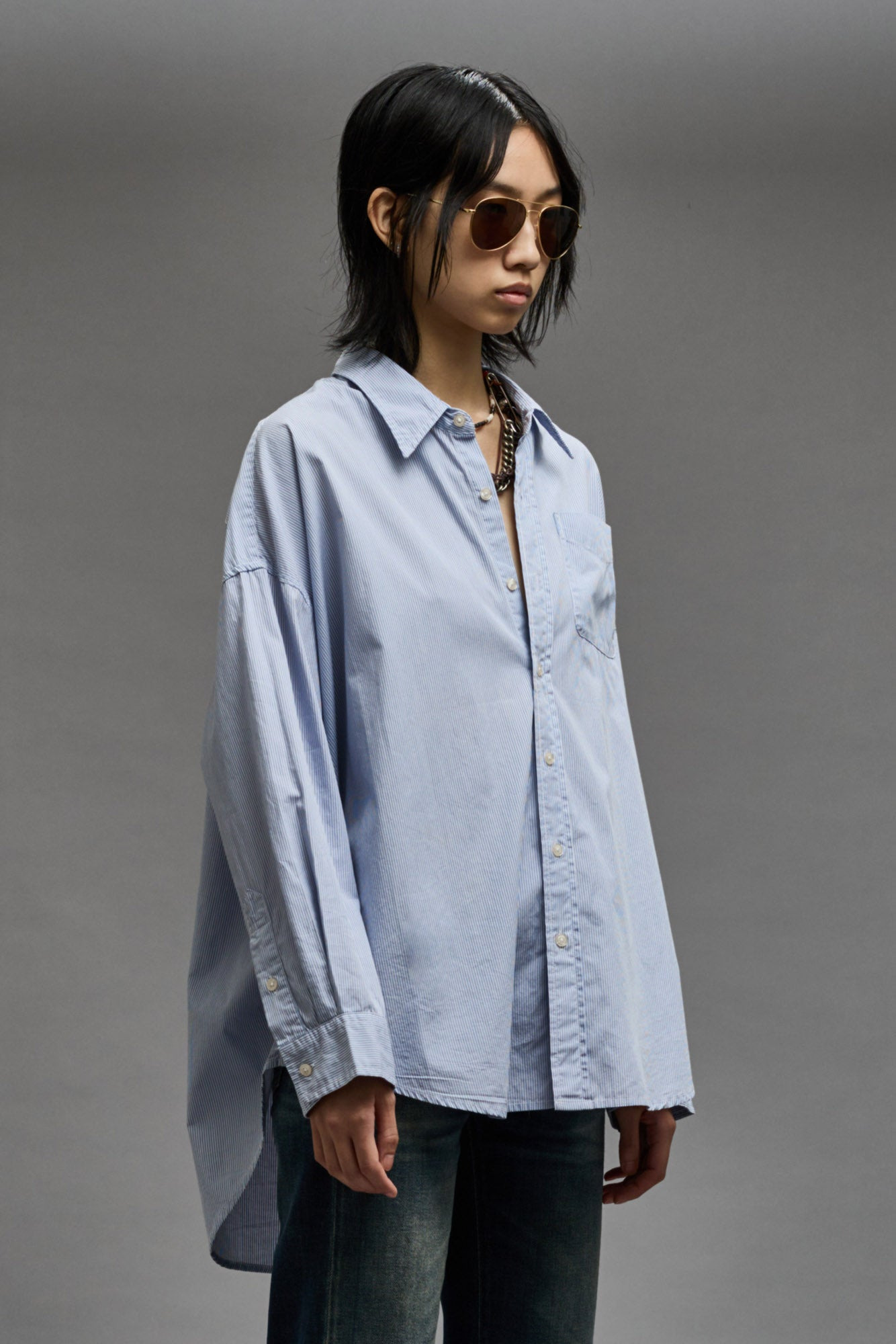 Drop Neck Oxford Shirt | R13 Denim Official Site - 3