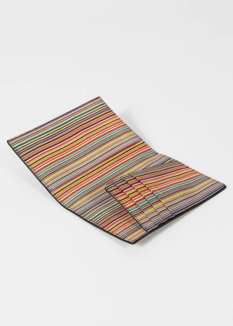 Black 'Signature Stripe' Interior Leather Passport Cover 4
