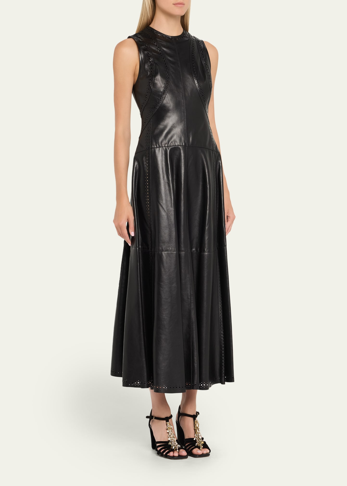 Juliette Sleeveless Leather Midi Dress - 4