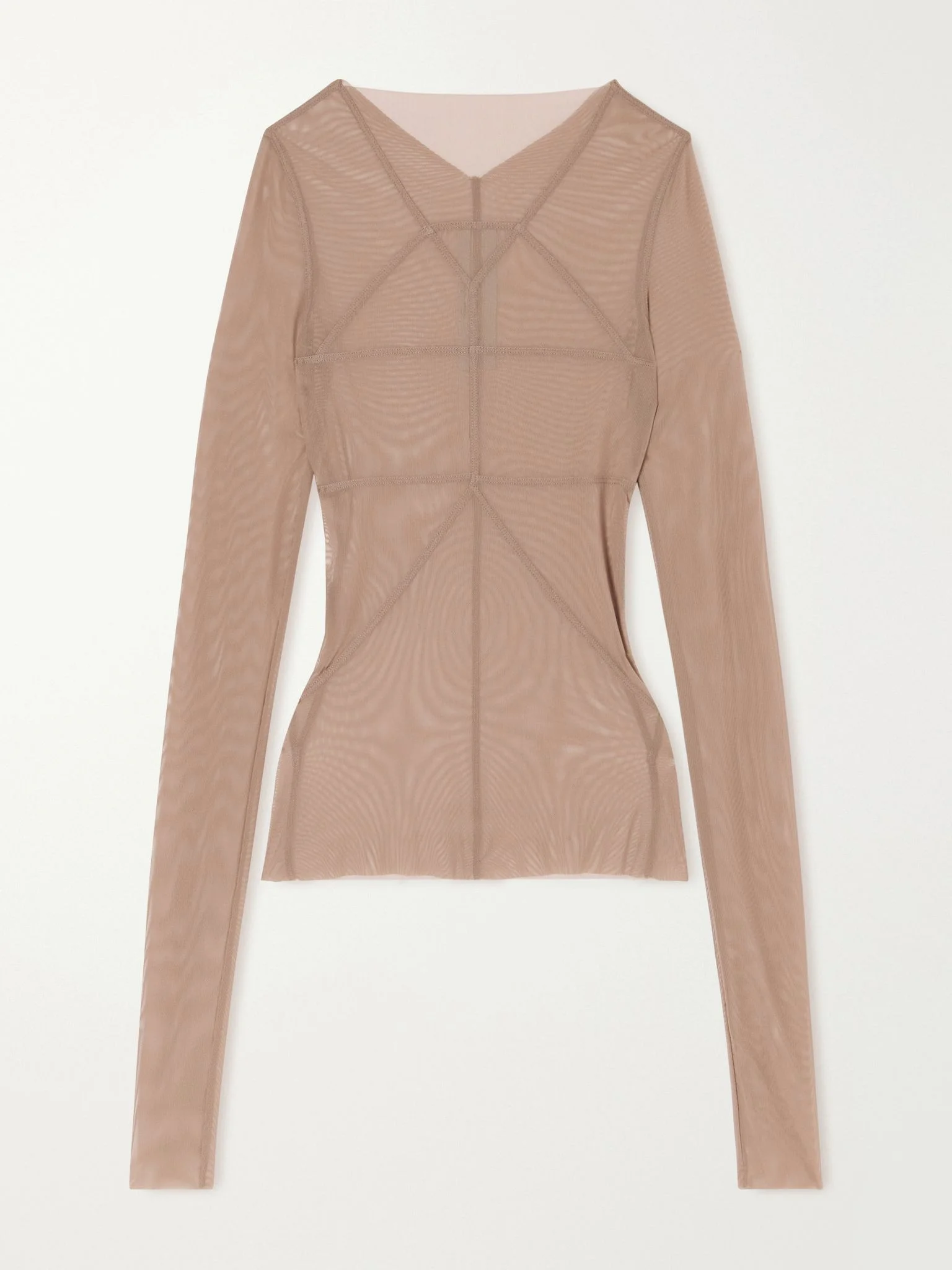 Stretch-tulle T-shirt Beige - 1