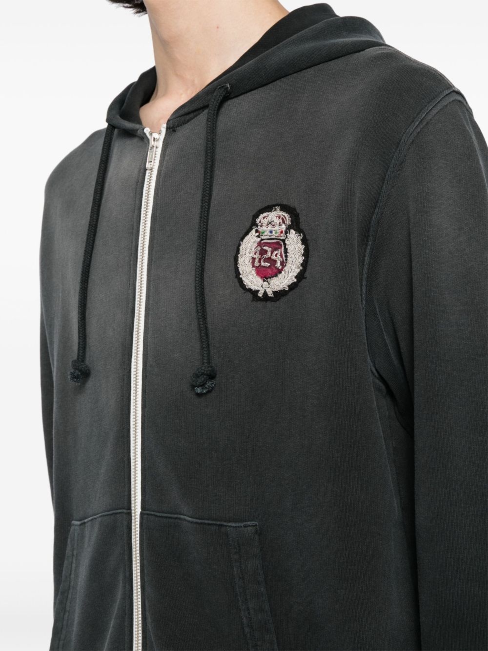 appliqué-logo cotton hoodie - 5