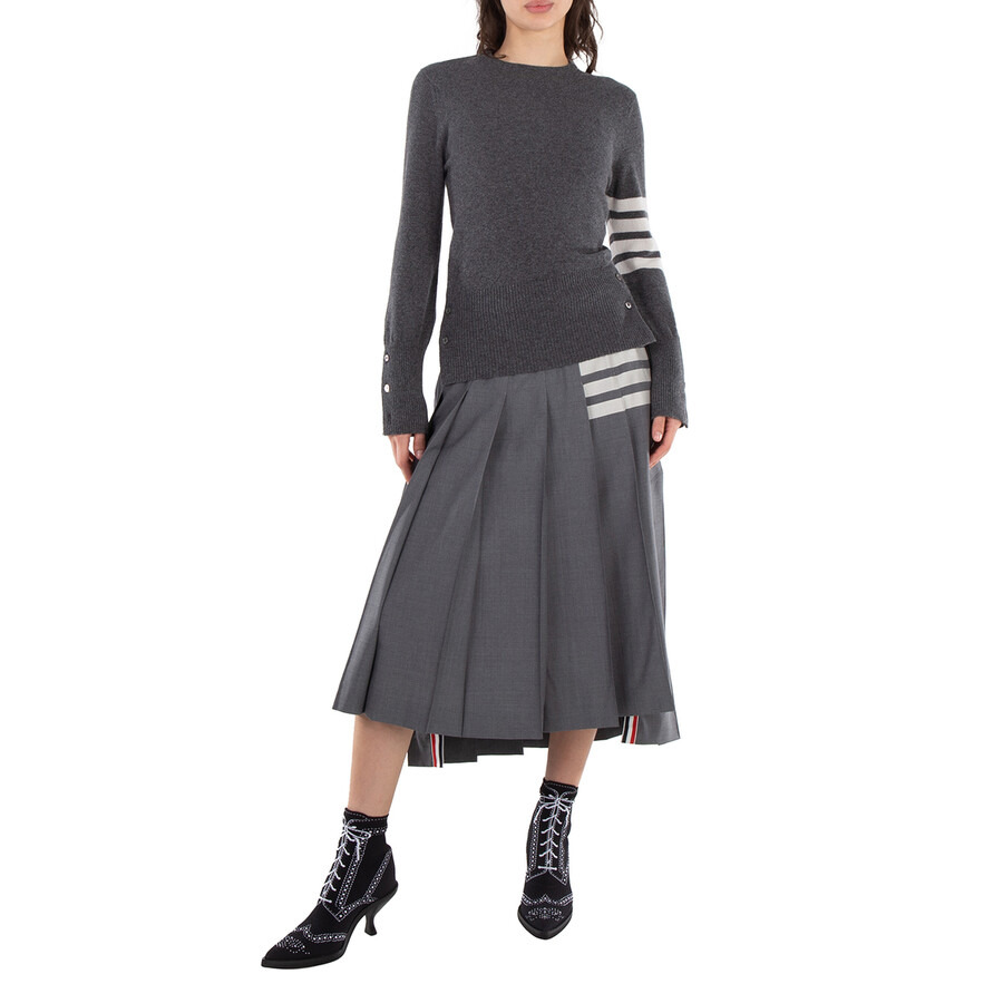 Thom Browne Med Grey 4-Bar Cashmere Pullover - 4