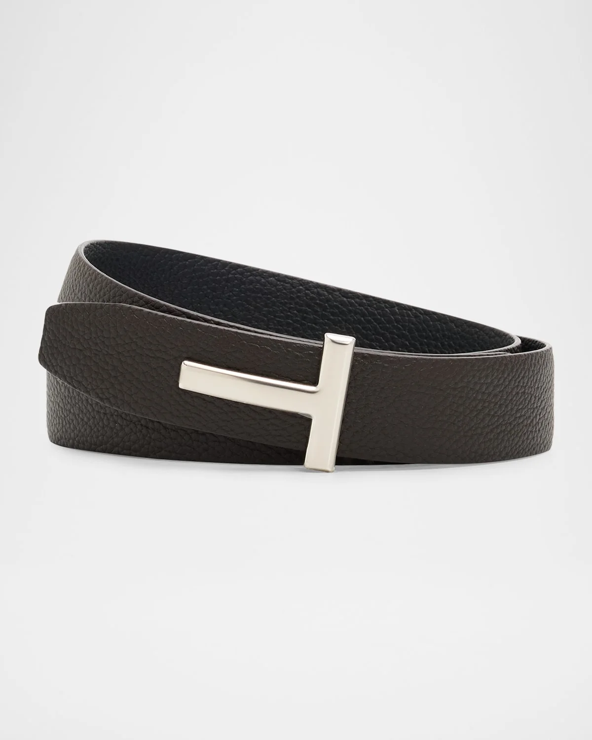 Men's Reversible T-Buckle Grained Leather Belt - 1