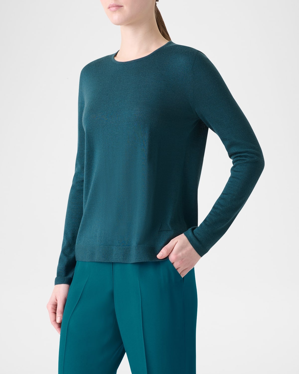 Cashmere-Silk Fine Gauge Seamless Knit Sweater - 4