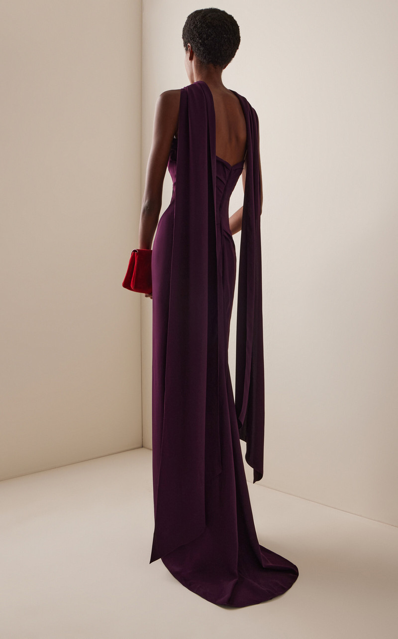 Hand-Sculpted Crepe Cape Gown purple 4