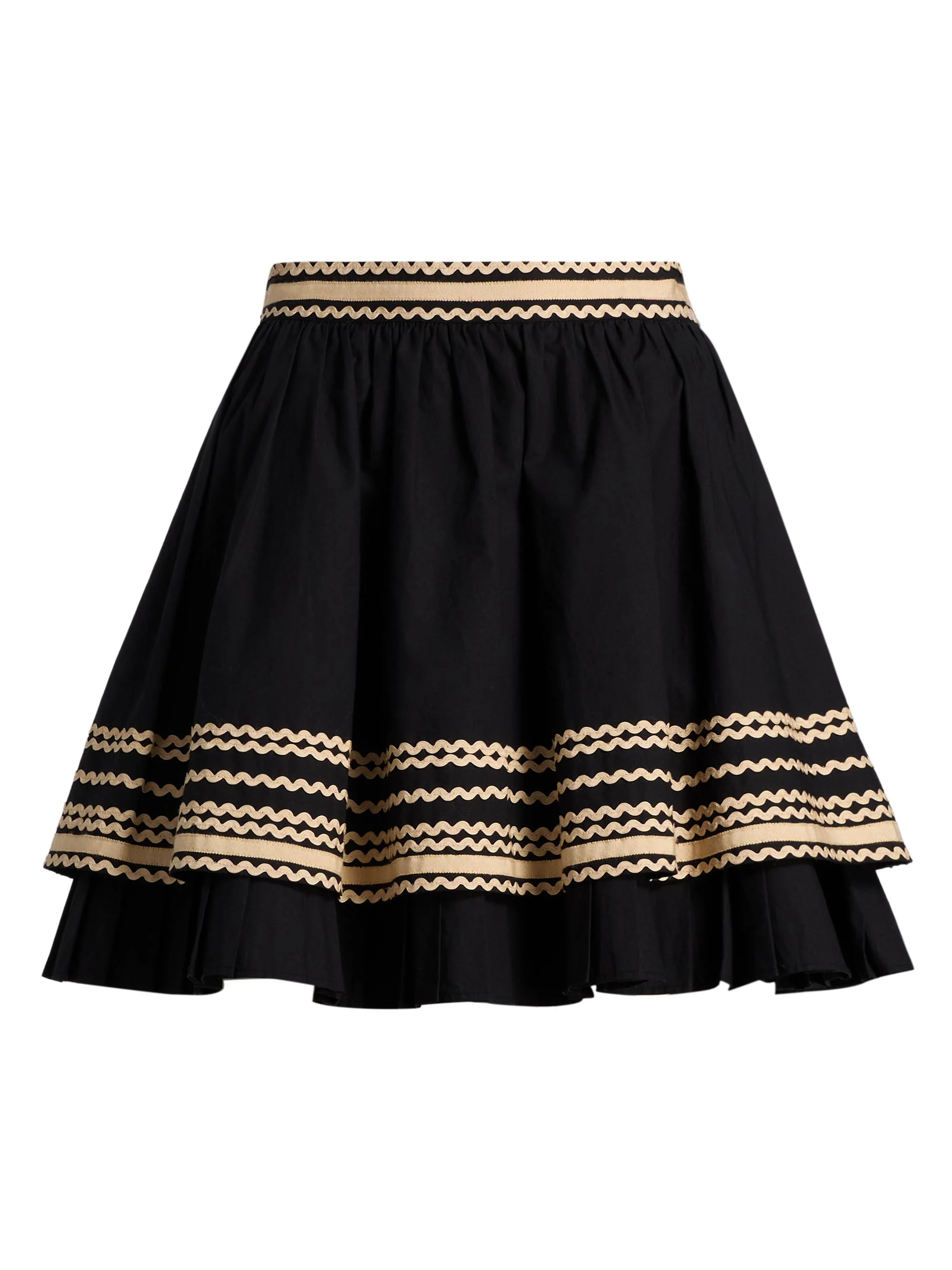 Women's Adaleigh Layered Scalloped Cotton Miniskirt - Noir - 1