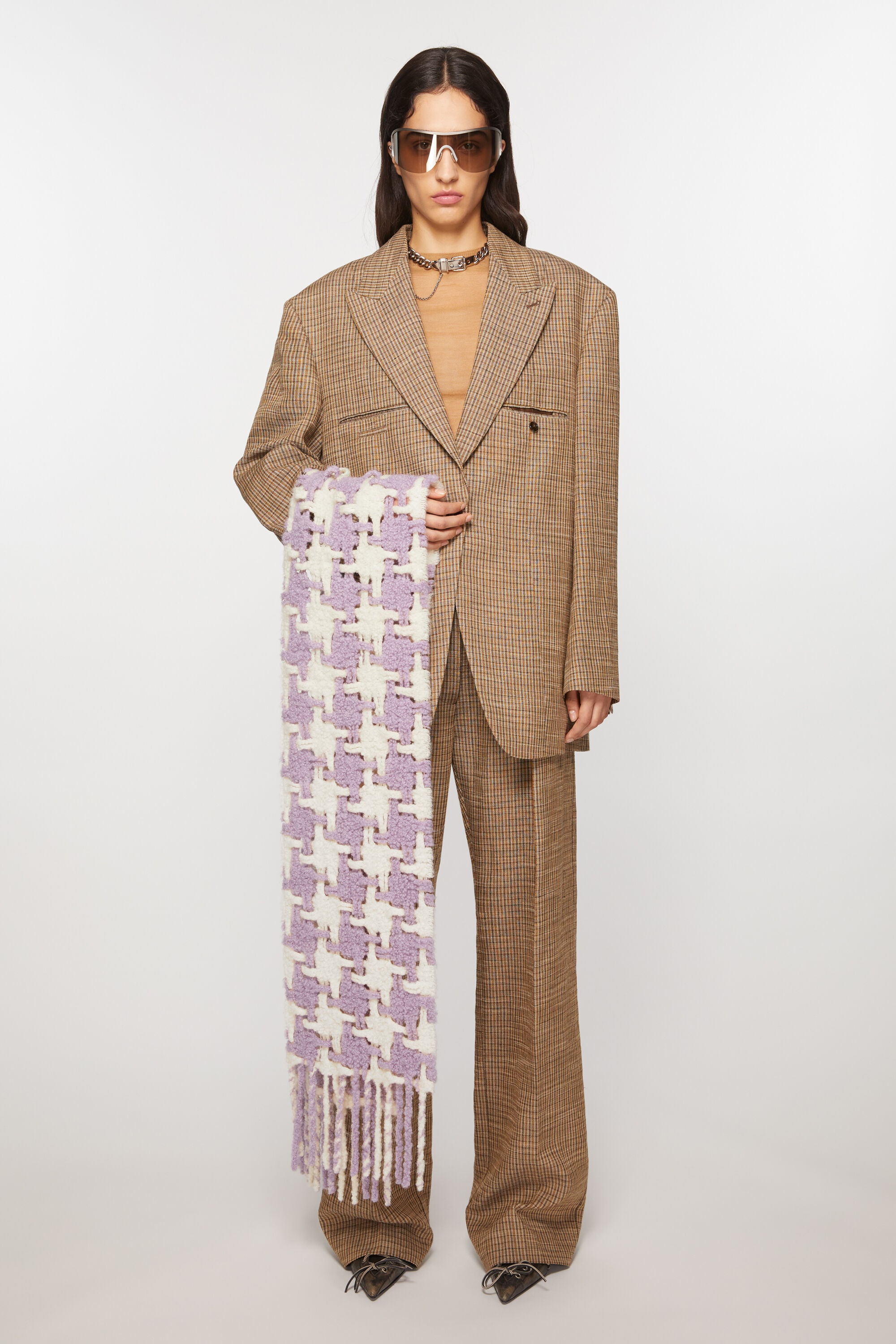 Houndstooth scarf - Lilac/white - 2
