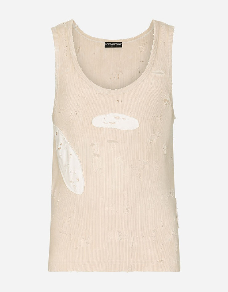 Fine-rib cotton singlet with patches 1