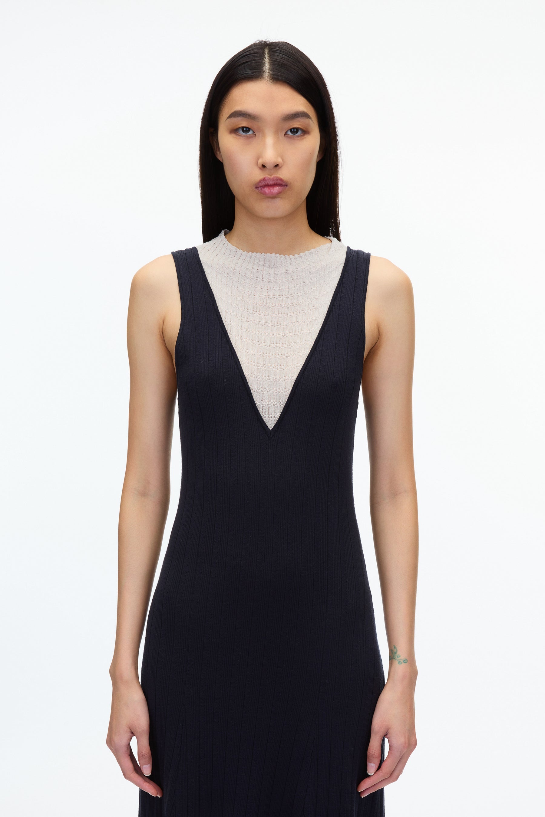 Fluid Rib Mockneck Midi Knit Dress - 2