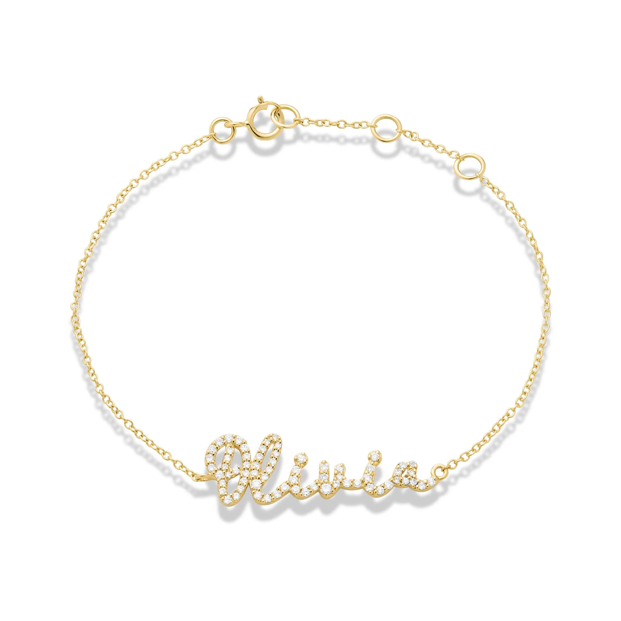 Lab-Created Diamond Script Nameplate Bracelet - 1