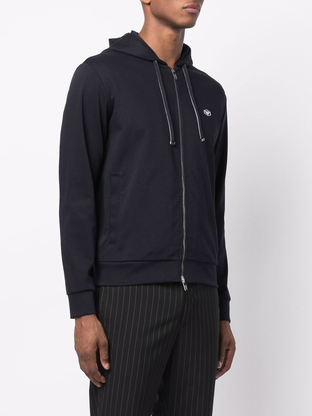 logo-patch zip-up hoodie - 3