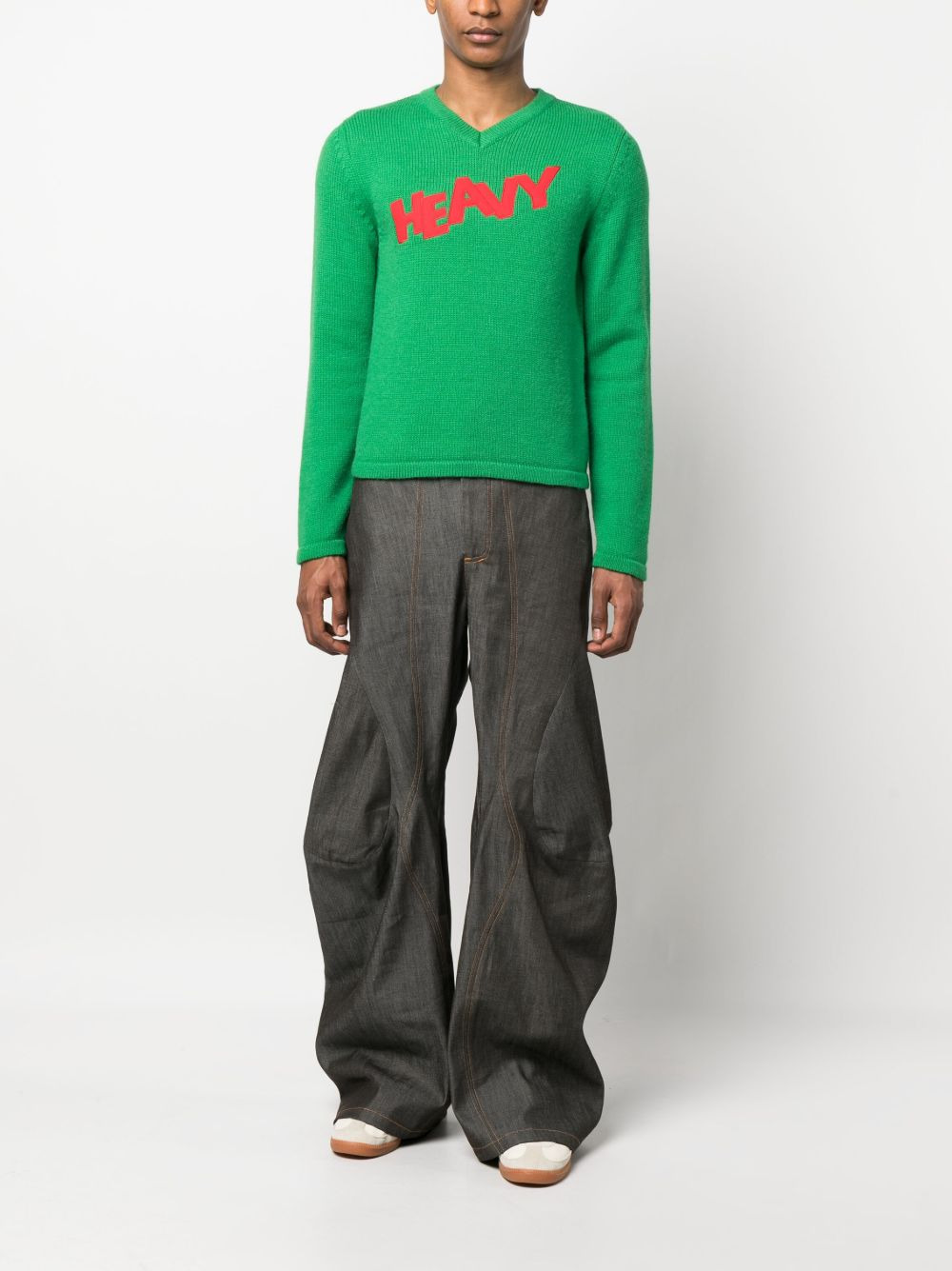 knit v-neck sweater - 2