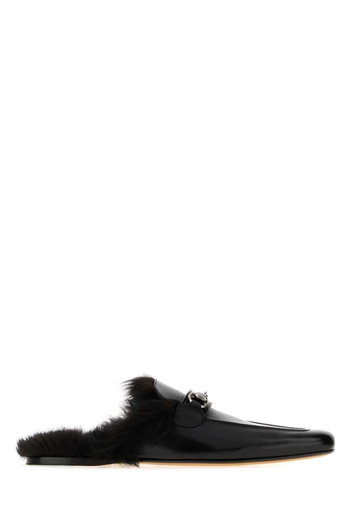 Gucci Men Black Leather Slippers - 1