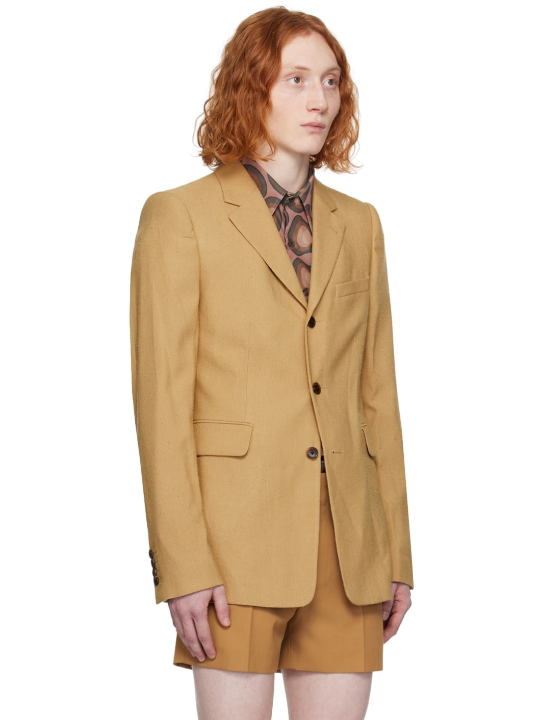 Beige Three-Button Blazer - 2