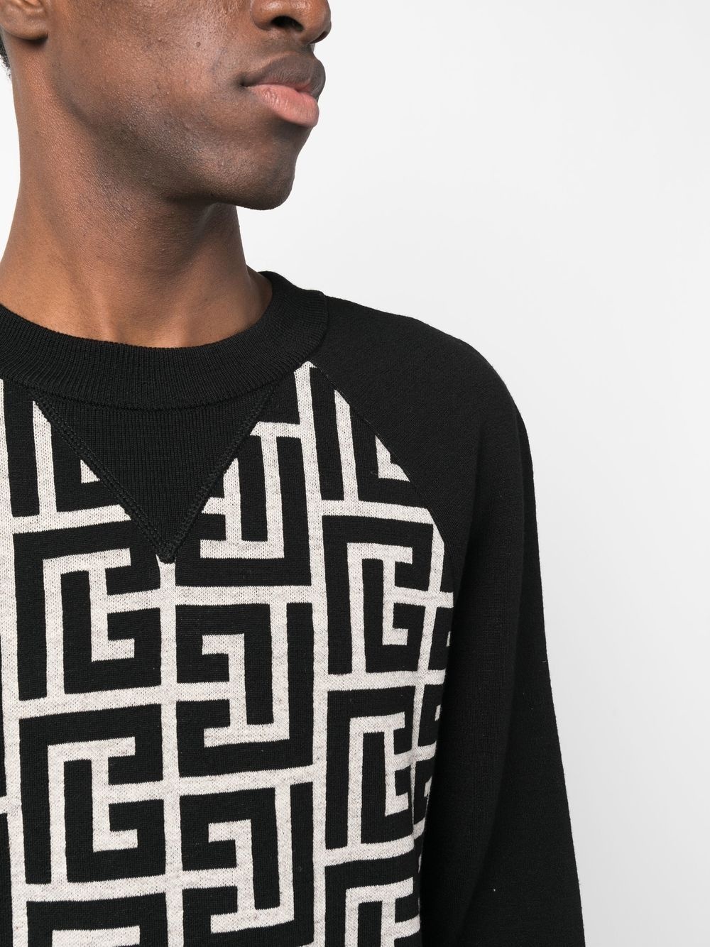monogram panelled jumper - 5