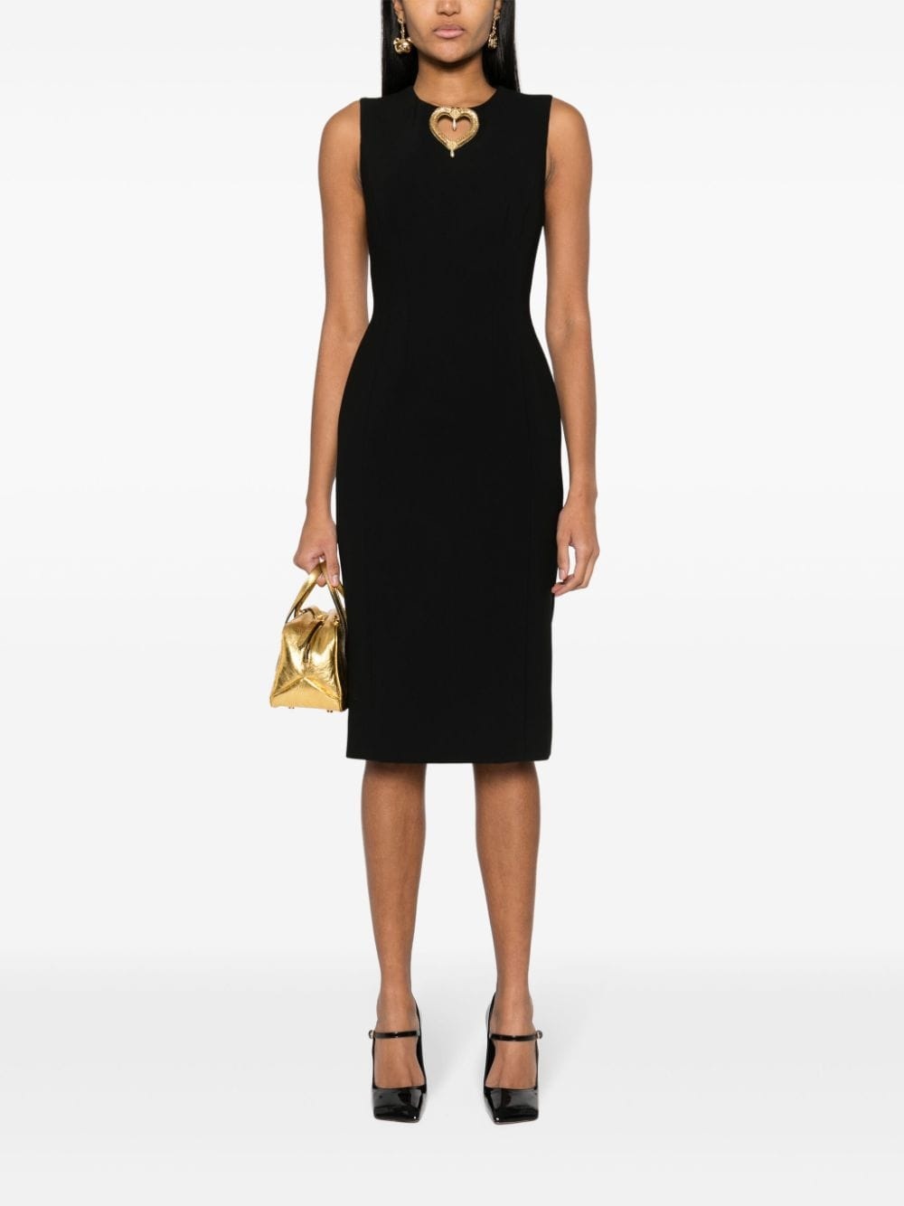 heart-detail midi dress - 2