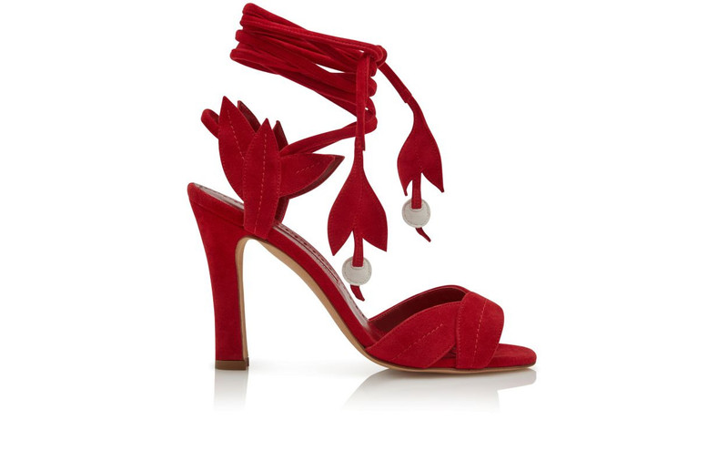 Red Suede Lace-Up Sandals 1