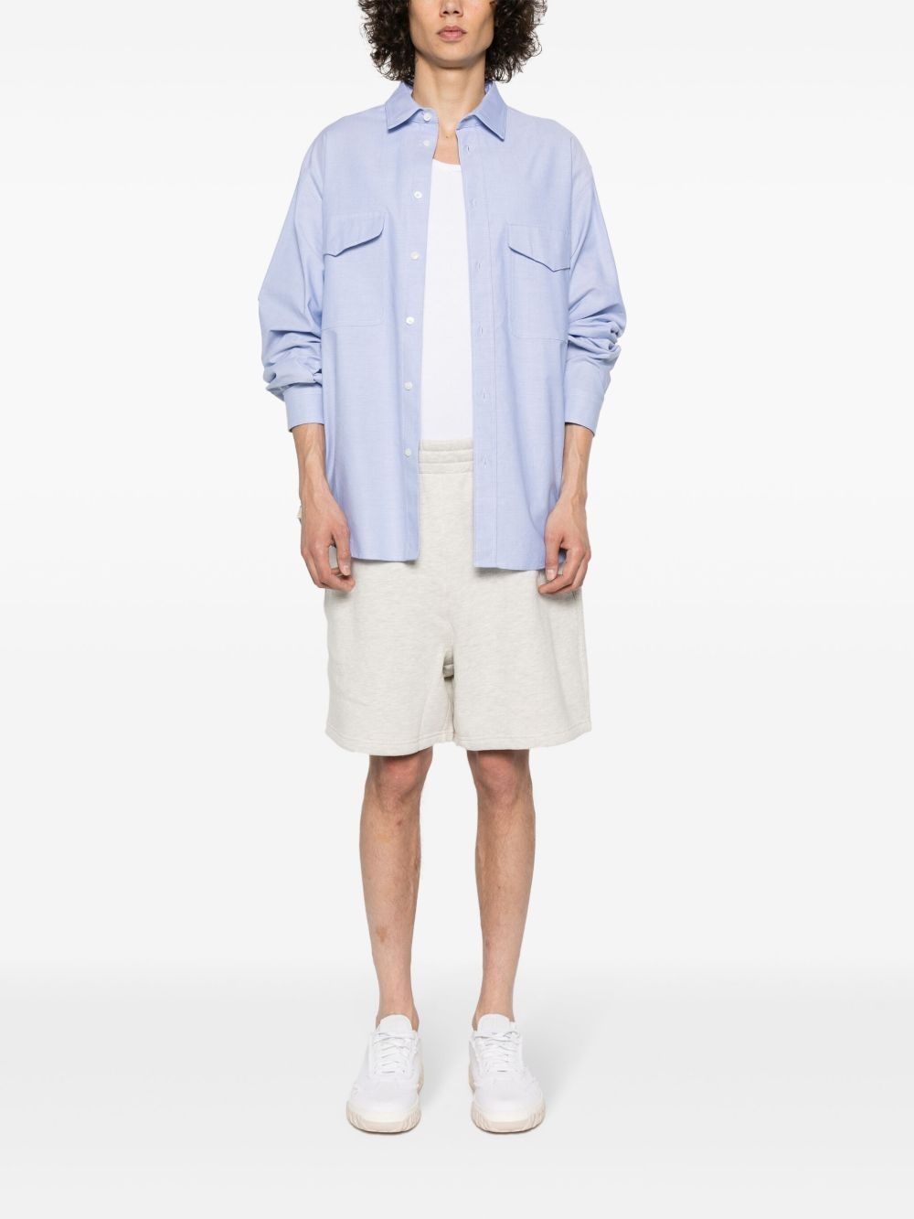 embroidered-logo cotton track shorts - 2