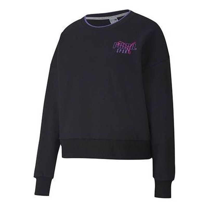 (WMNS) PUMA Sport Crew Sweater 'Black Purple' 598128-01 - 1