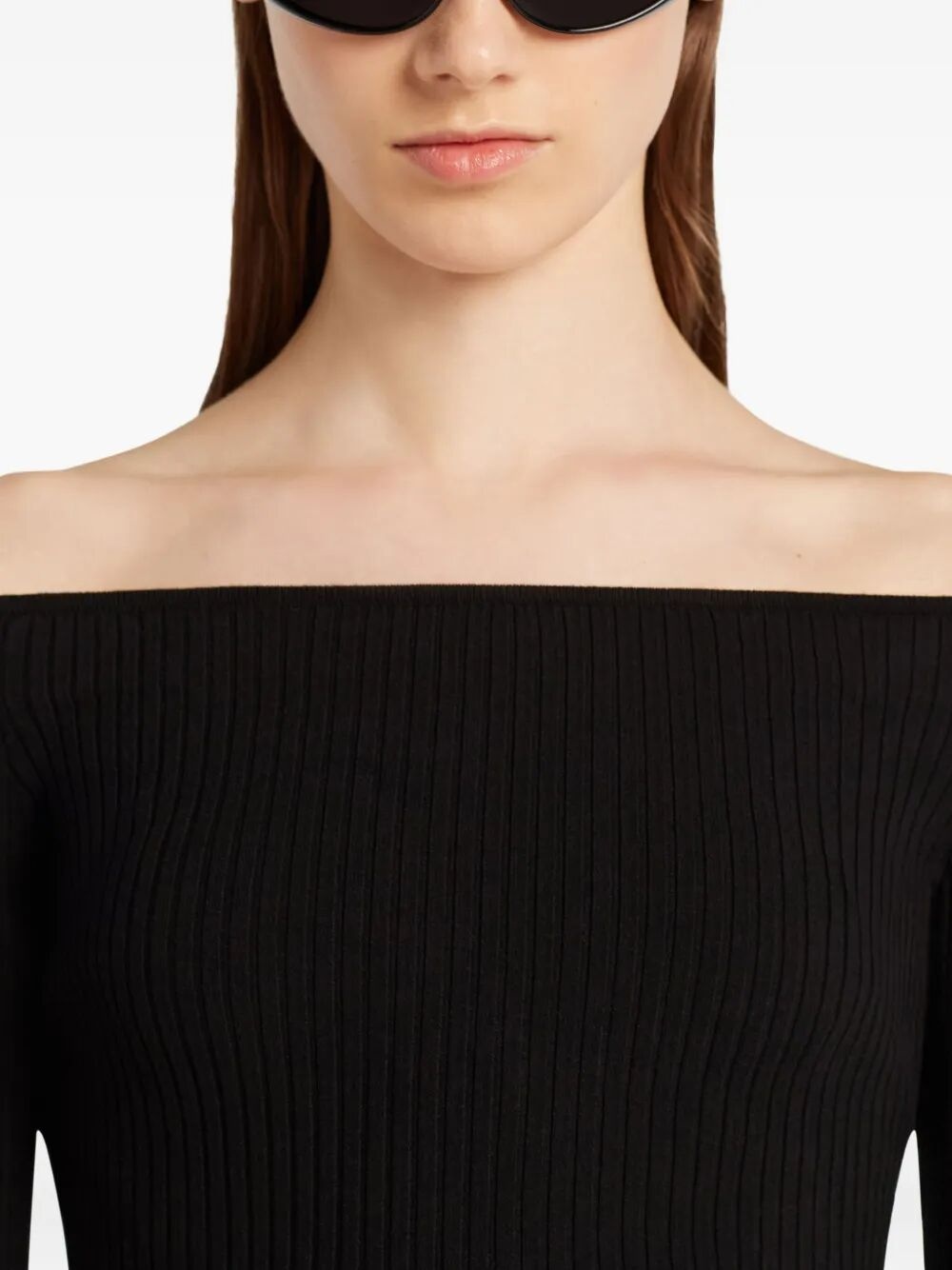 Courreges Women "Off Shoulder" Rib Knit Top - 4
