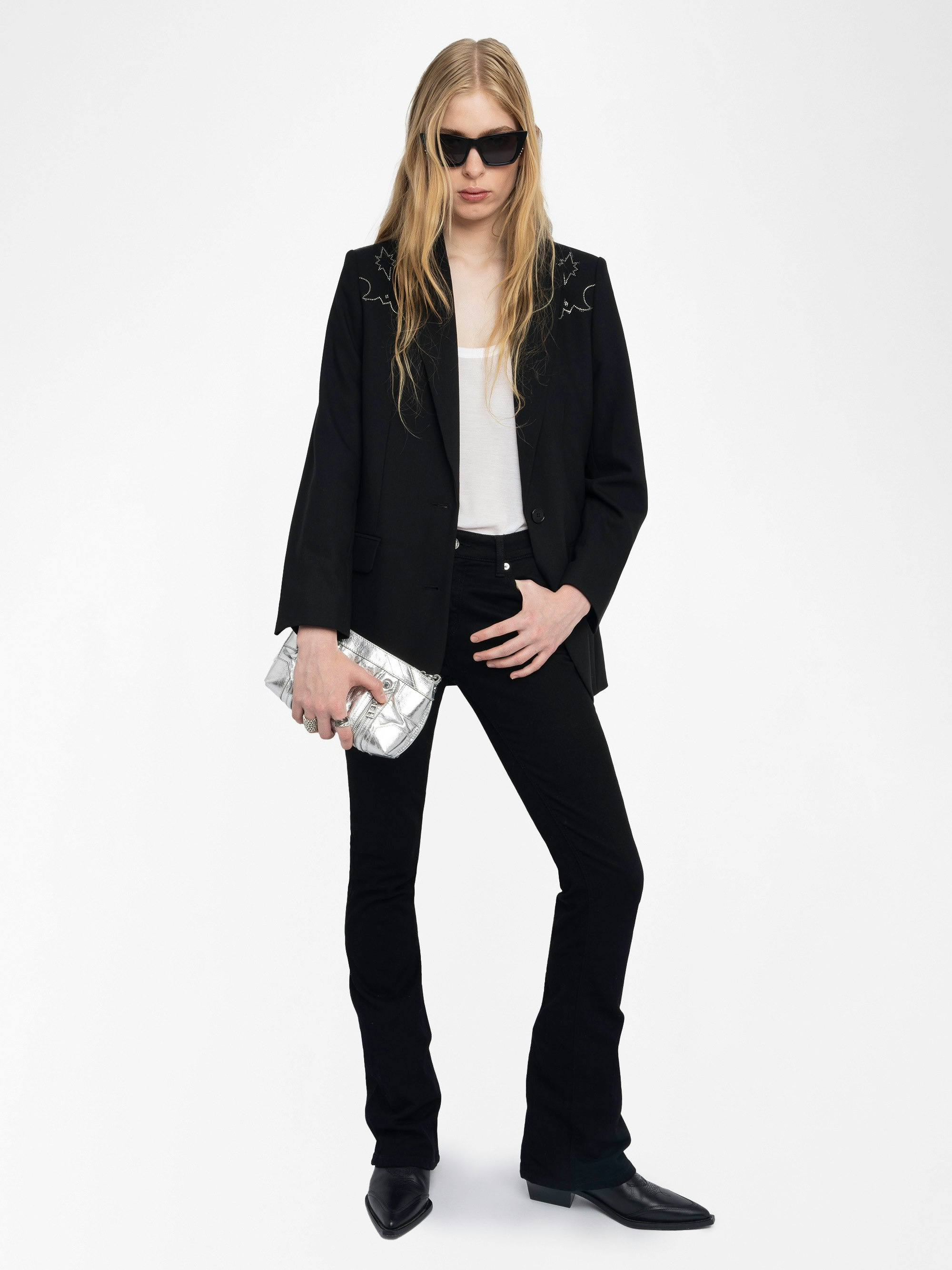 Viva Black Rhinestone Blazer - 4