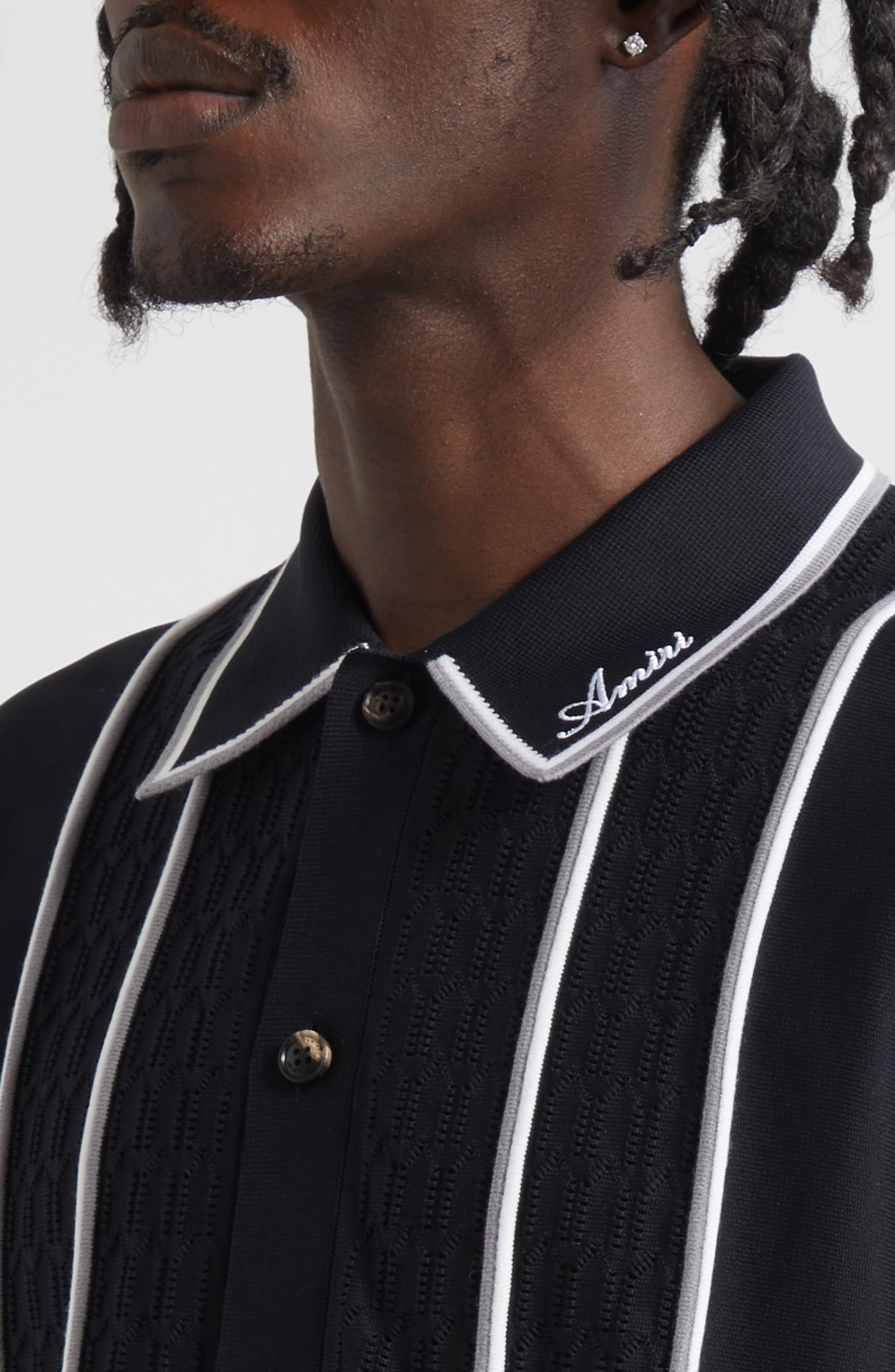 AMIRI Script Knit Button-Up Shirt in Black at Nordstrom - 5