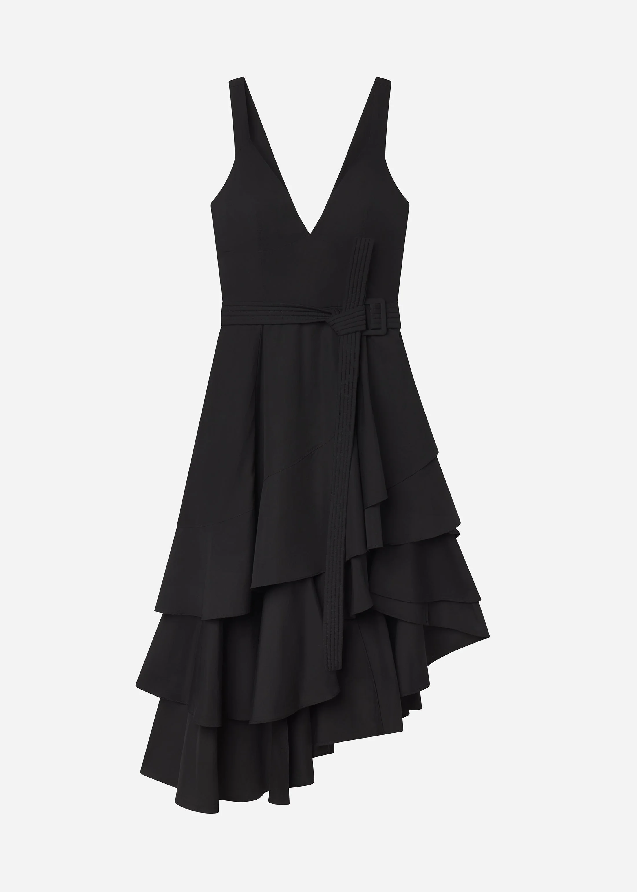 Asymmetric Layered Tank Dress in Cotton Poplin - 1