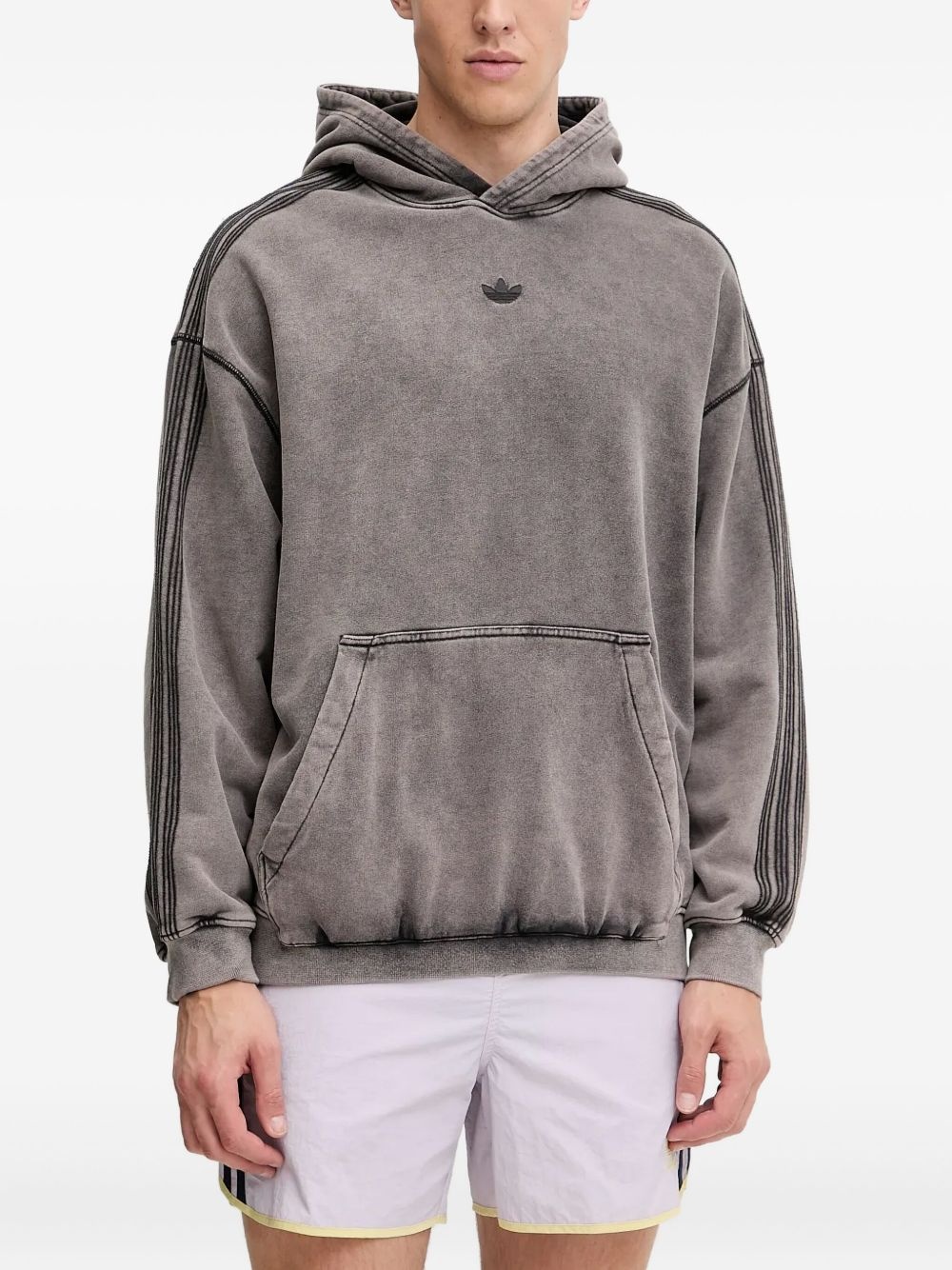 embroidered-detail stripe-sleeve hoodie - 2