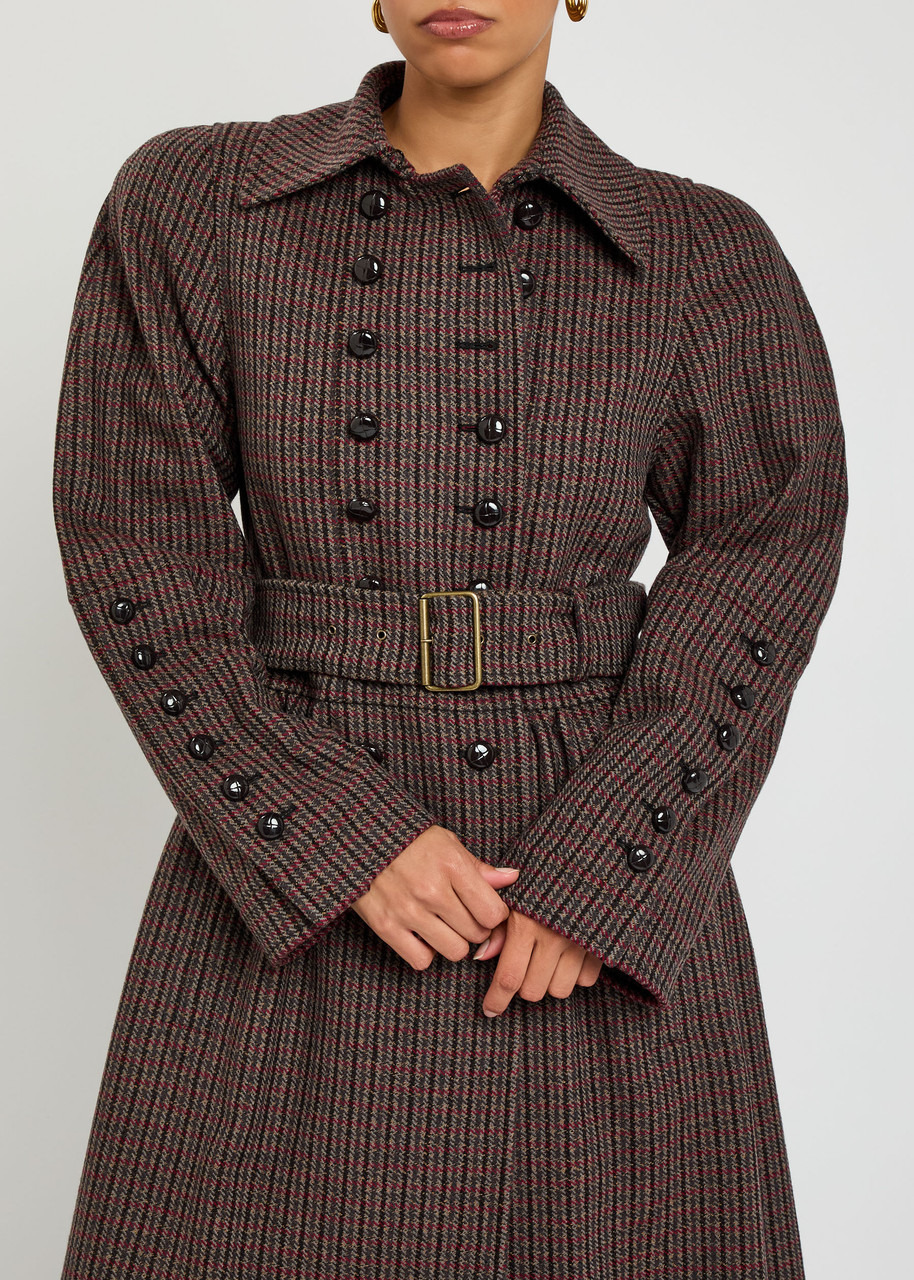 Chloe Houndstooth Double-breasted Belted Wool Coat - 5