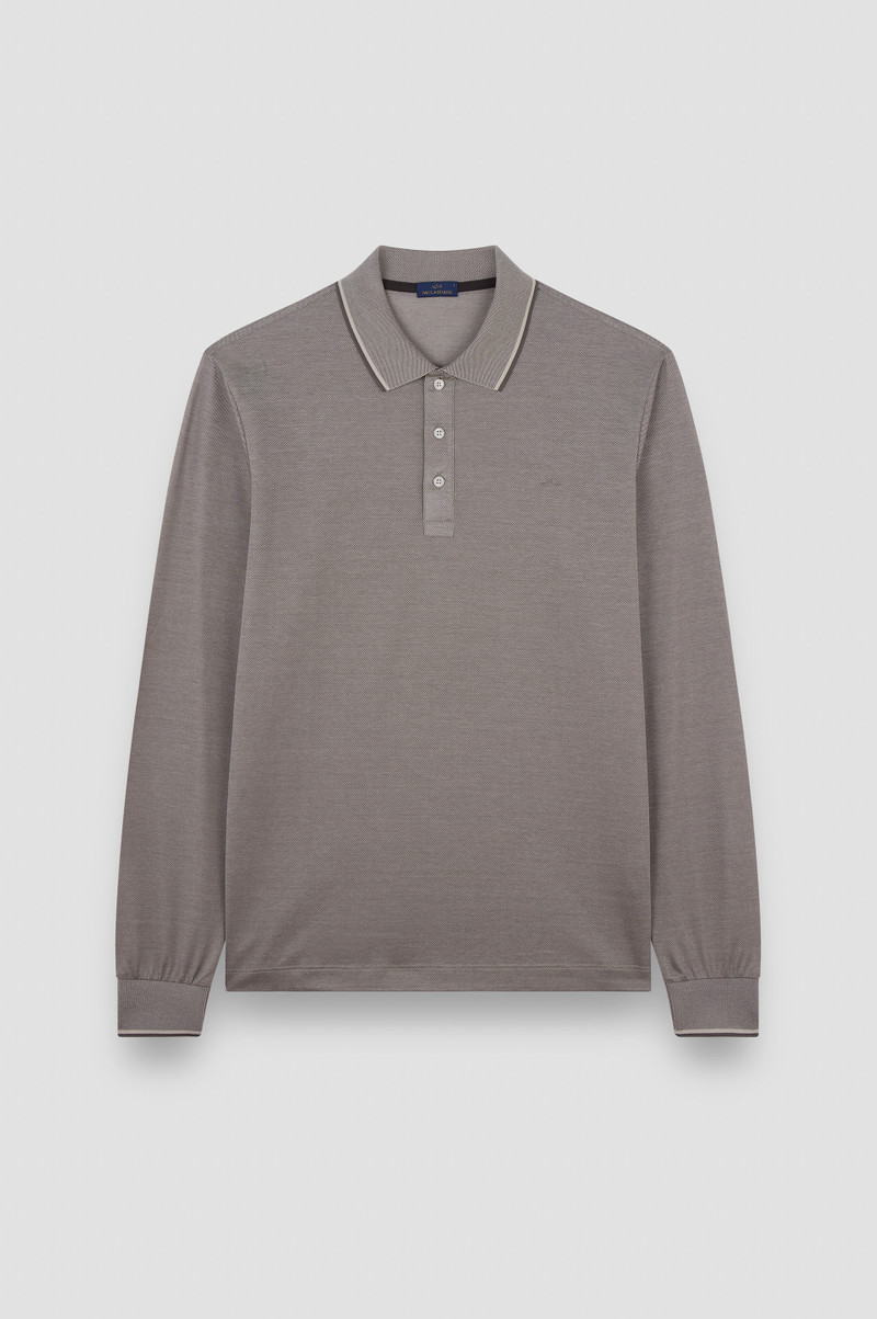 TWO-TONE PIQUÉ COTTON POLO SHIRT WITH SHARK FIN EMBROIDERY 1