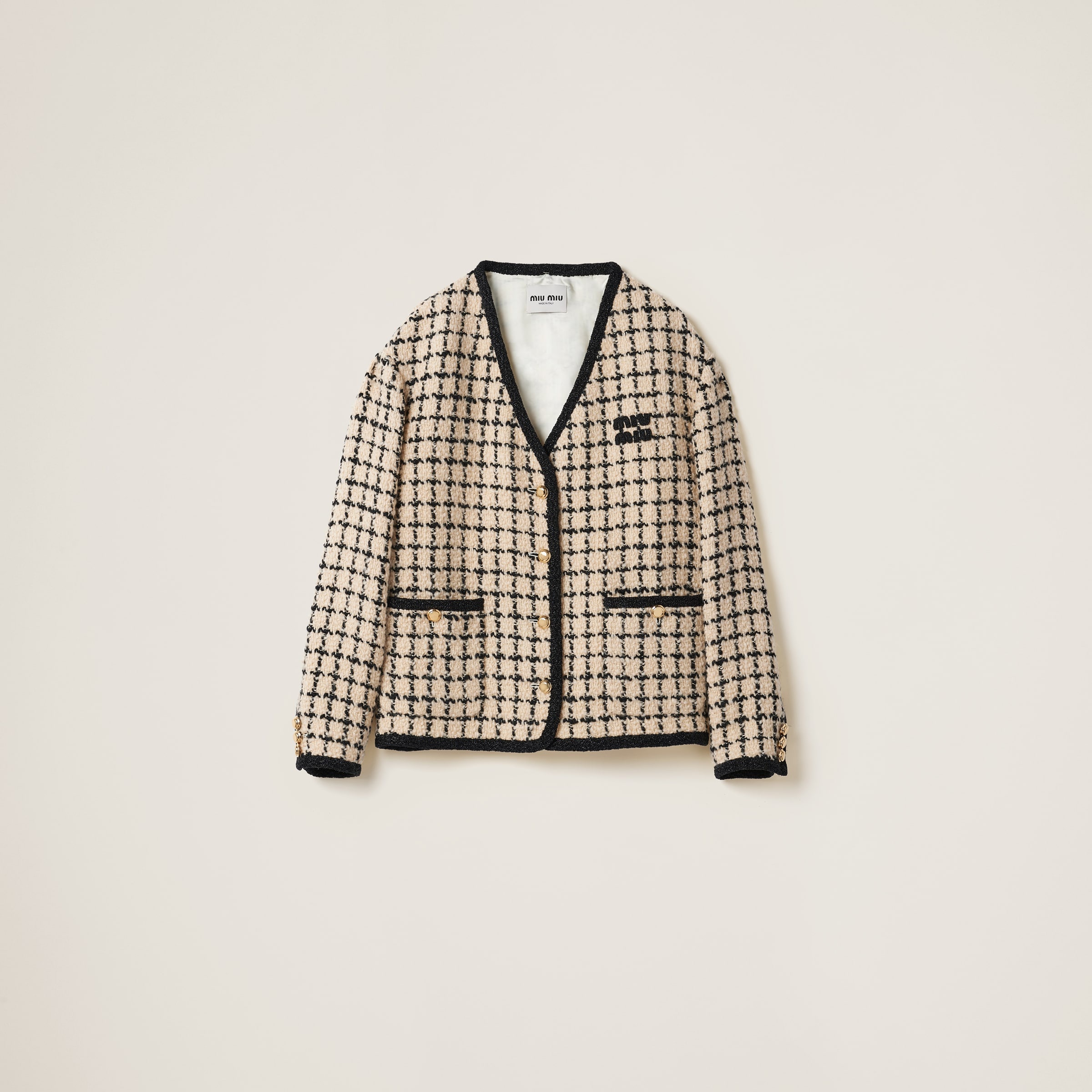 Single-breasted check lamé jacket - 1