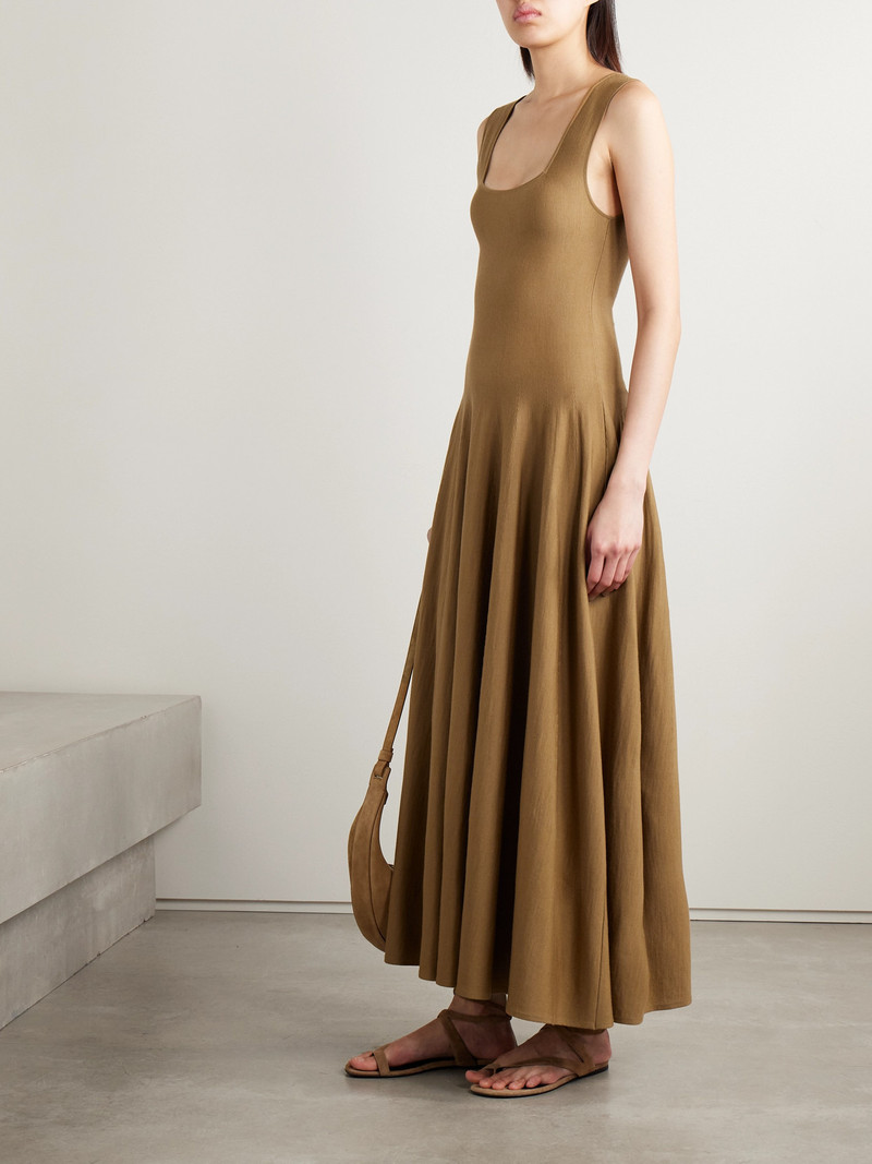 KHAITE Jodie Pleated Wool Midi Dress outlook